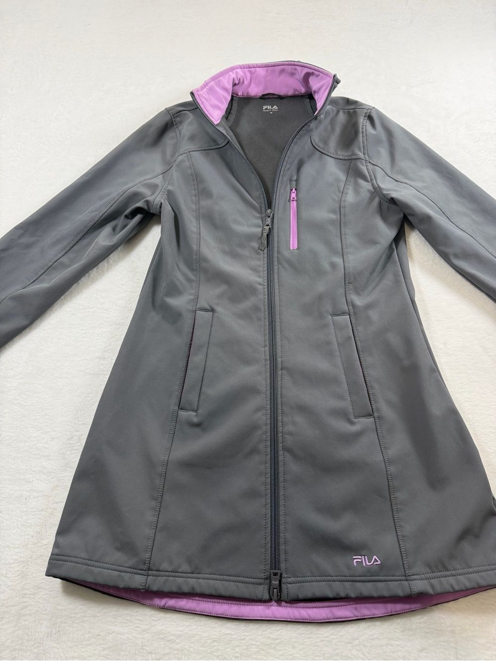 FILA Gray Trench Coat with Pink Lining